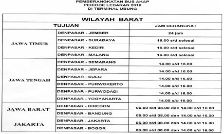 Pemberangkatan BUS AKAP periode Lebaran 2016 di Terminal Ubung