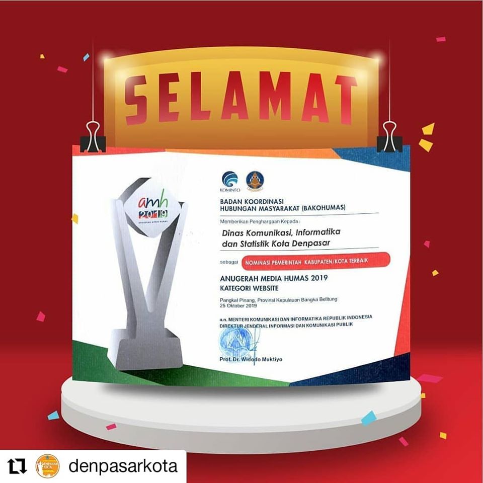 Pemkot Denpasar berhasil meraih nominasi Pemerintah Kabupaten/Kota Terbaik kategori website dan media sosia